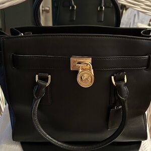Michael Kors Black Satchel with Gold Accents
